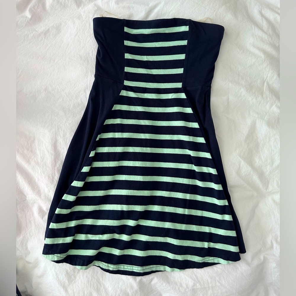 Navy/Mint strapless dress